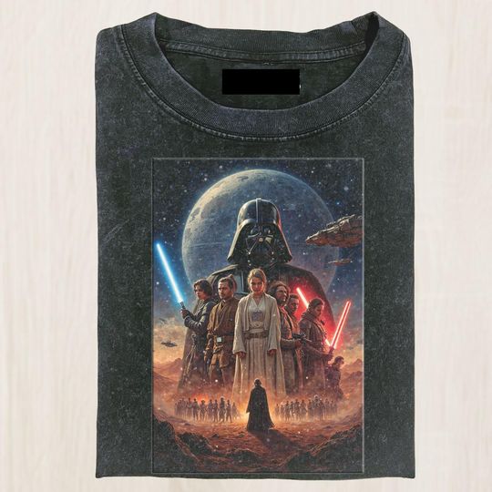 Discover Epic Star Wars Saga Comfort Colors Shirt, Vintage Jedi Vs Sith Graphic Tee, Darth Vader Fan Art Shirt, Gift For Star Wars Fans
