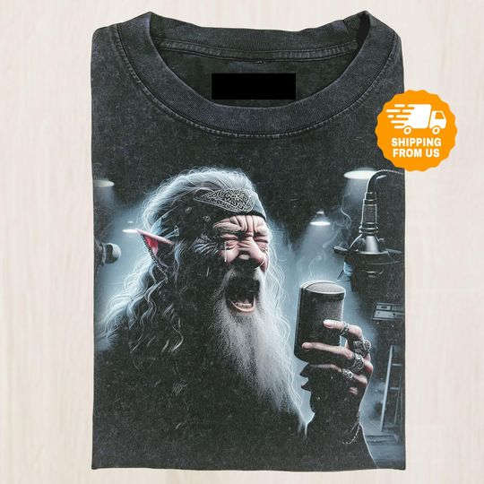 Discover Singing Wizard Shirt, Fantasy Rock Mage Graphic Tee, Funny Elf Bard Tshirt, Dnd Music Lover Shirt, Gift For Fan