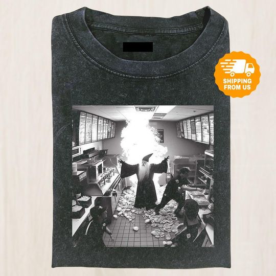 Discover Chaos Wizard Fast Food Shirt, Funny Magic Meme Tee, Fantasy Kitchen Fire Graphic Shirt, Sarcastic Gift For Nerd