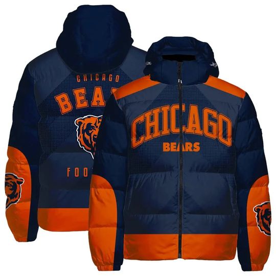 Chicago Bears Football Hooded Puffer Jacket