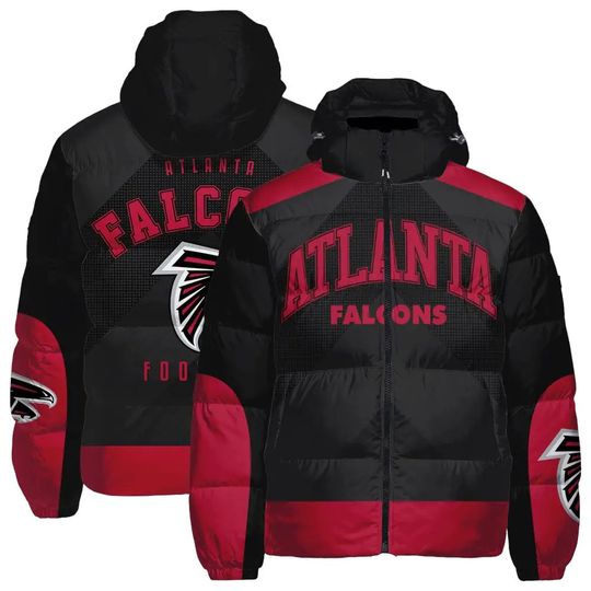 Atlanta Falcons Hooded Puffer Jacket, Football Fan Jacket, Outwear Cozy Jacket