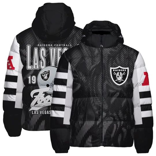 Las Vegas Raiders Cozy Hooded Puffer Jacket, Game Day Jacket