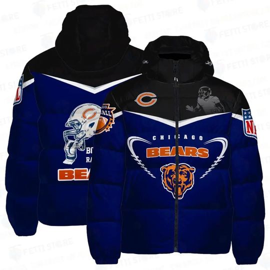 Chicago Bears Football Hooded Puffer Jacket, Game Day Jacket