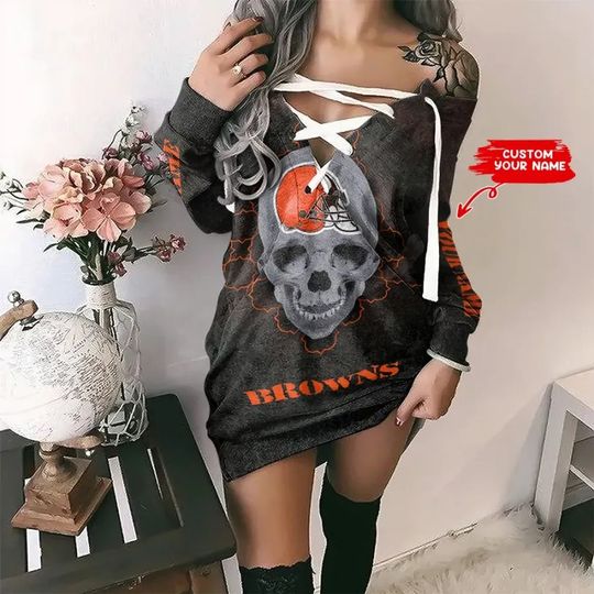 Cleveland Browns Personalized Lace-Up Sweatshirt