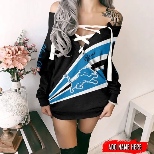 Detroit Lions Personalized Lace-Up Sweatshirt