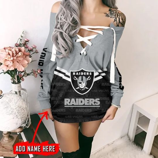 Las Vegas Raiders Personalized Lace-Up Sweatshirt