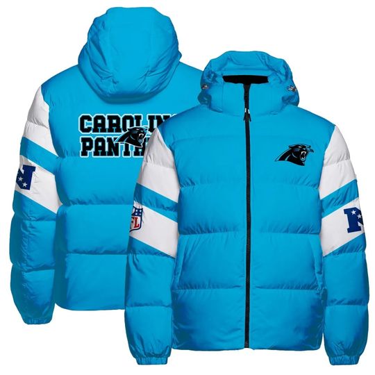 Carolina Panthers Hooded Puffer Jacket, Football Fan Jacket, Outwear Cozy Jacket