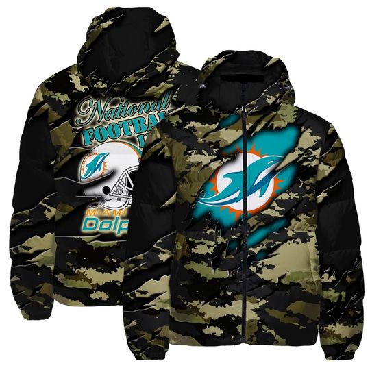 Miami Dolphins Hooded Puffer Jacket, Game Day Jacket