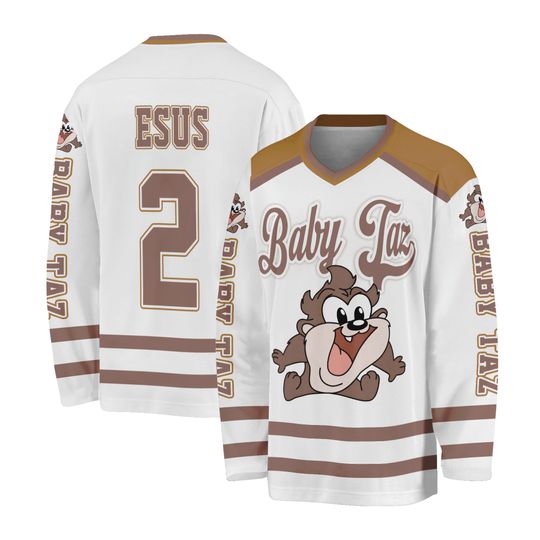 Custom Baby Taz Hockey Jersey, Looney Tunes Hockey Jersey, Hockey Fan Lover Gift,  Hockey Team Outfit