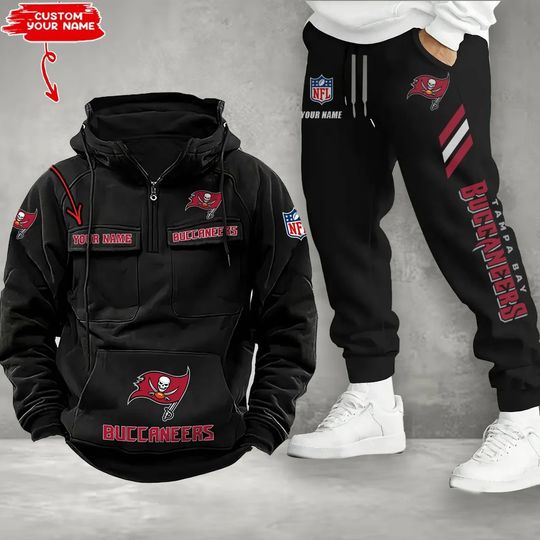Tampa Bay Buccaneers Cargo Hoodie Joggers Set, Vintage Men Outfit, Football Gameday