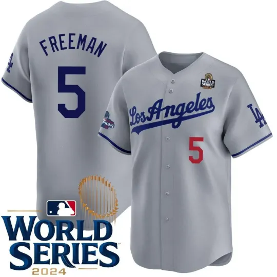 Discover Men's #5 Freeman Gray Away World Series Stitched Jersey Custom No Logos XL/5XL