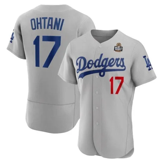 Discover Men's #17 Ohtani Gray Away Elite Stitched Jersey Custom No Logos 5XL