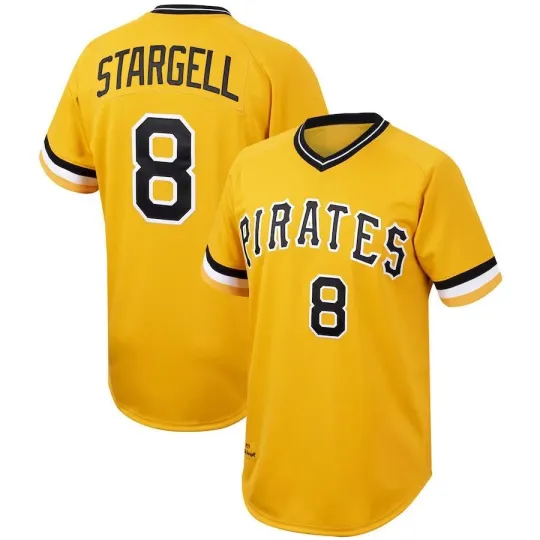 Discover Men's #8 Stargell Gold All Stitched Jersey Custom No Logos