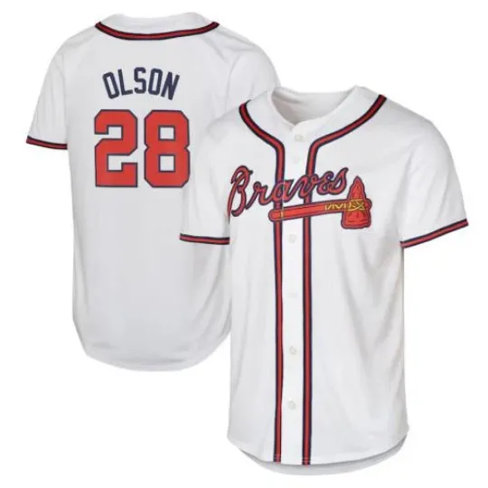 Discover Youth  #28 Olson White Home Player Stitched Jersey Custom No Logos