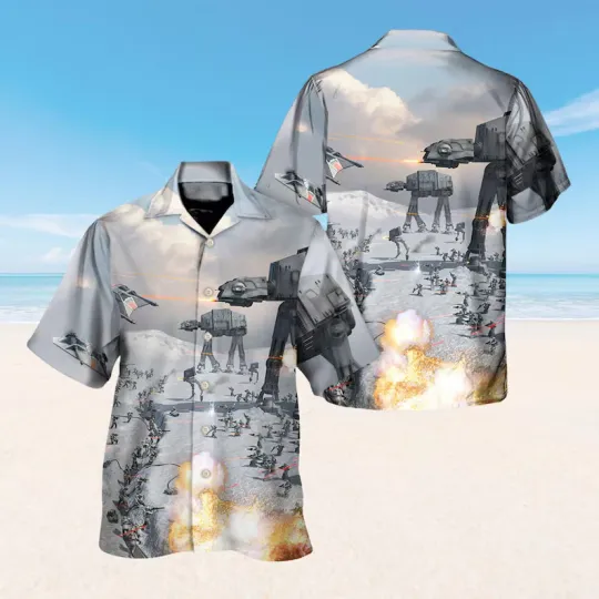 Discover Disney Star Wars Jedi Tropical Aloha Sci-Fi Robots Battle Hawaiian Shirt
