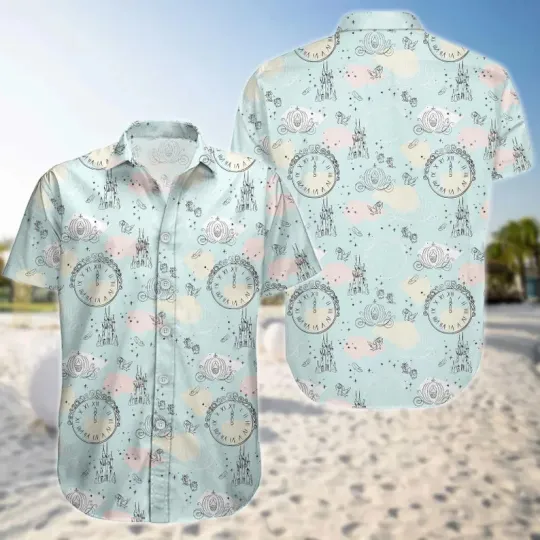 Disney Cinde Magical Parks Meet Me At Midnight Light Blue Hawaiian Shirt