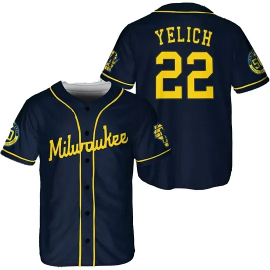 Discover Brewers 22 Christian Yelich Player Baseball Jersey All Size S-5XL