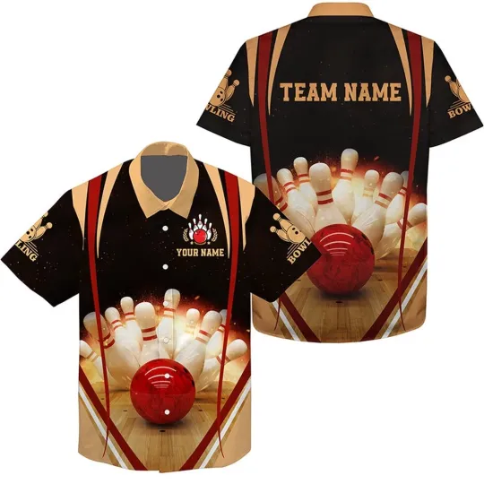 Discover Bowling Hawaiian Shirt Black Vintage Hawaiian Bowling Shirts Custom Name And Tea