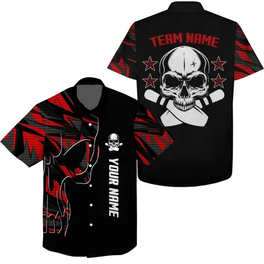 Discover Bowling Hawaiian Shirt Custom Name And Team Name Skull Bowling Team Bowling Shir