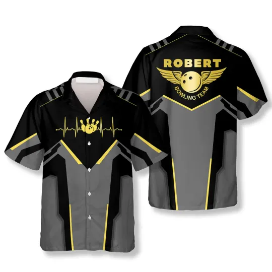 Discover Heartbeat Pulse Line Custom Bowling Hawaiian Shirt Perfect Gift for Bowling Team