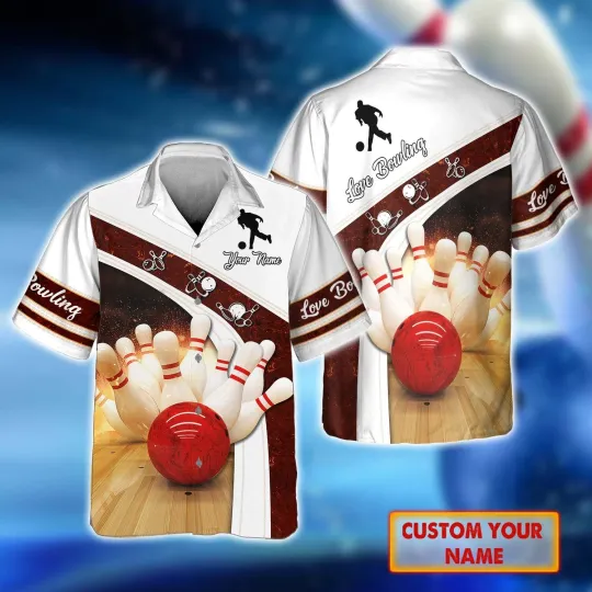 Discover Bowling Strike Hit With Fire Explosion hawaiian shirt, Bowling Hawaiian Shirt Fo