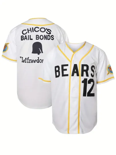 Retro The Bad News BEARS #12 Embroidery Design Baseball Jersey