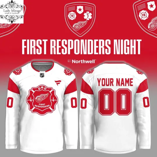 Discover Personalized Detroit Red Wings First Responders Night 2026 Hockey Shirt Men's