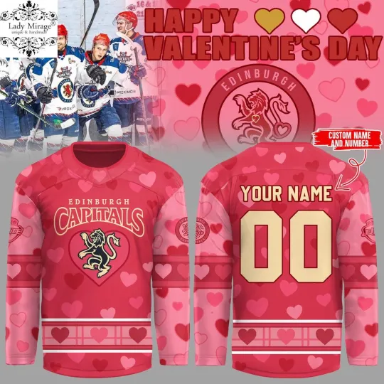 Discover Personalize Edinburgh Capitals Happy Valentine’s Day Hockey Shirt Men's Fan Gear