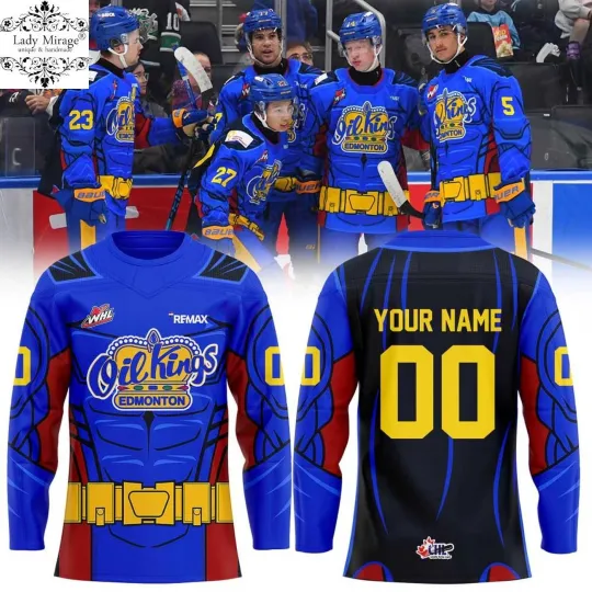 Discover Personalized Edmonton Oil Kings Superhero Hockey Shirt Men's Fan Gear Unisex