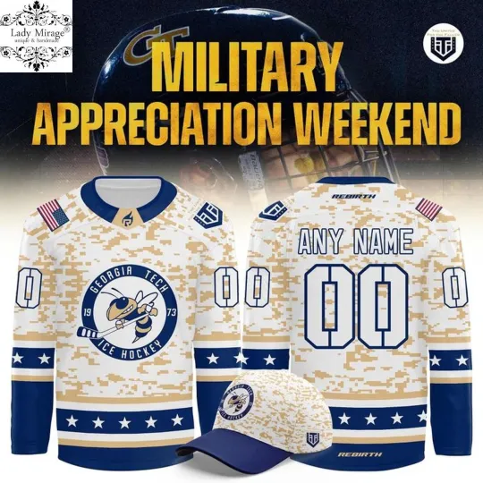 Discover Personalized Georgia Tech Hockey 2026 Military Appreciation Camo Hockey Shirt (No Cap)