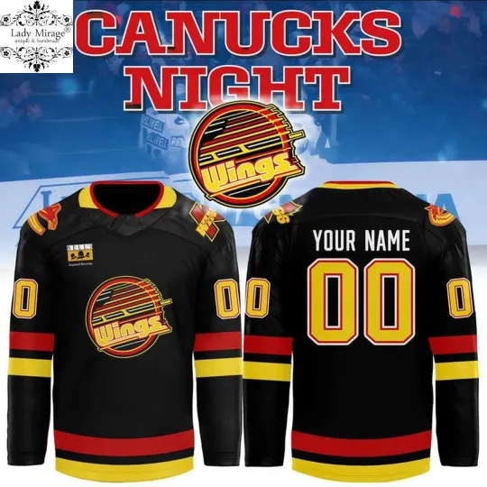 Discover Personalized Kalamazoo Wings 2026 Canucks Night Hockey Shirt Men's Fan Gear