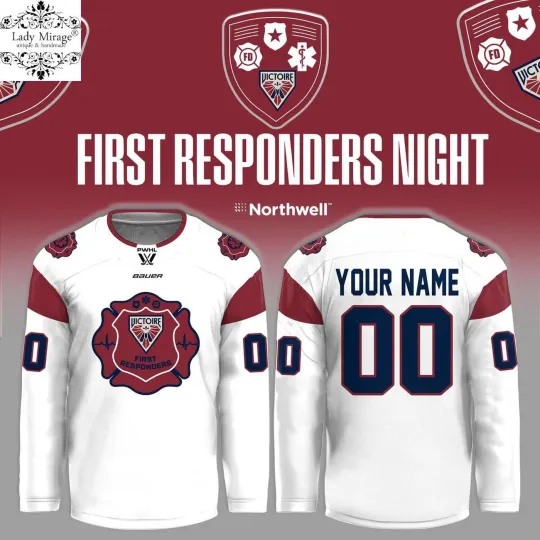 Discover Personalize Montreal Victoire First Responders Night Hockey Shirt Men's Fan Gear