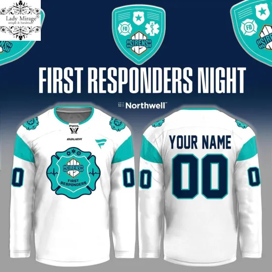 Discover Personalized New York Sirens First Responders Night Hockey Shirt Men's Fan Gear