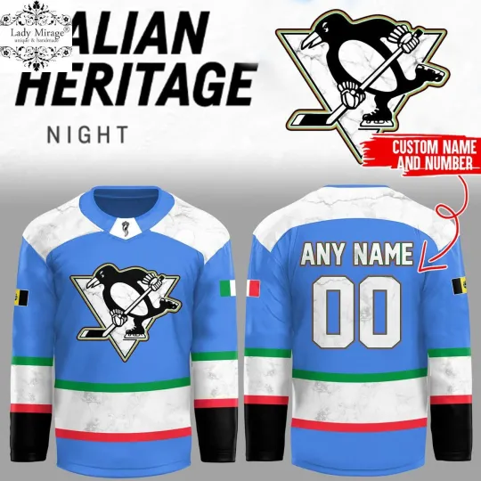 Discover Personalized Pittsburgh Penguins Italian Heritage Night 2026 Hockey Shirt Men's