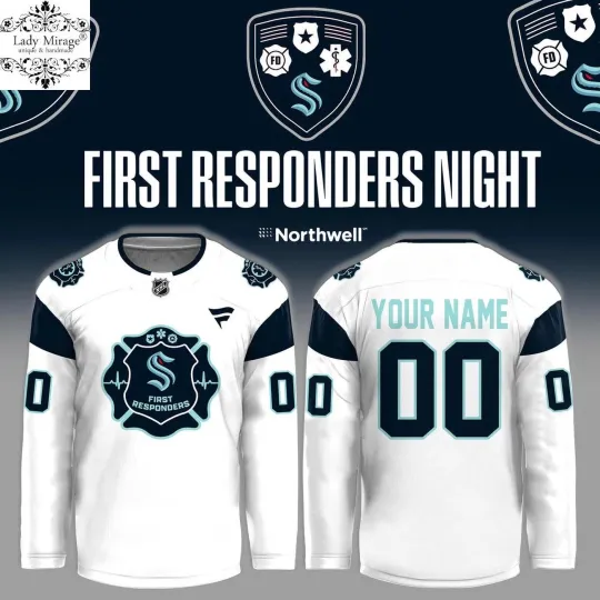 Discover Custom Seattle Kraken First Responders Night 2026 Hockey Shirt Men's Fan Gear