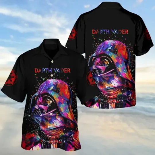 Discover Disney Star Wars Darth Vader Colorful Vacation Black Hawaiian Shirt