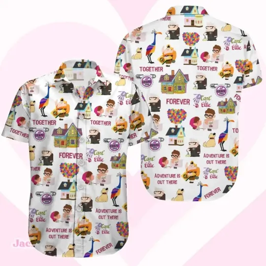 Discover Disney Up Carl And Ellie Together Forever Honeymoon Pink Hawaiian Shirt
