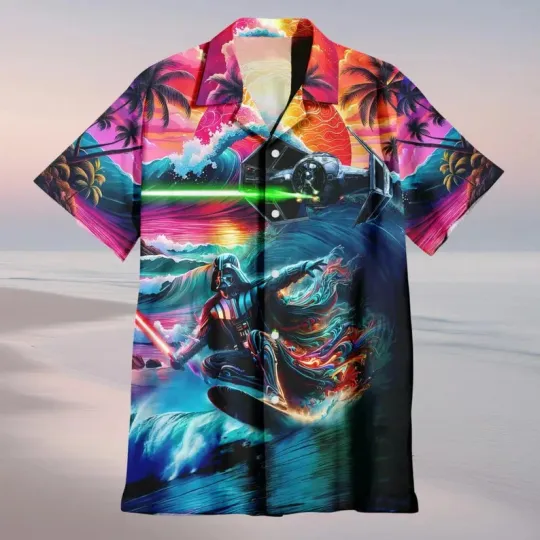 Discover Disney Star Wars Darth Vader Surfing Aloha Summer Fantasy Art Hawaiian Shirt