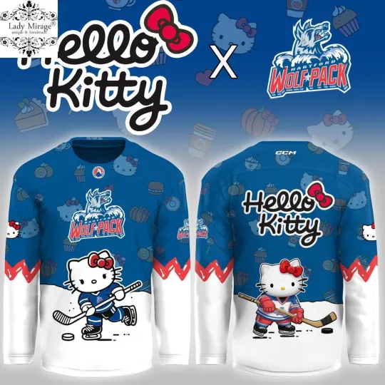 Discover Hartford Wolf Pack Hello Kit.ty Night Hockey Shirt Men's Fan Gear