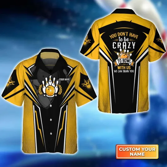Discover Yellow Bowling We Can Train You Hawaiian Shirt, Bowling Hawaiian Shirt For Men