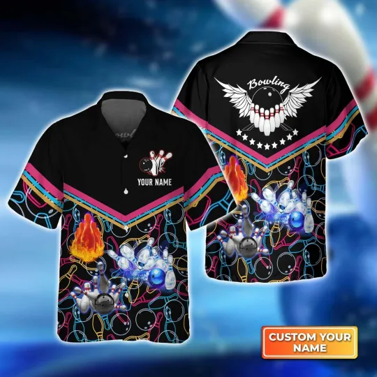 Discover Bowling Strike Abstract Colorful hawaiian shirt, Bowling Hawaiian Shirt For Men,