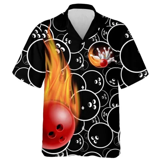 Discover Personalized Flame Hawaiian Bowling Shirt Custom Team Bowling Hawaiian Shirt