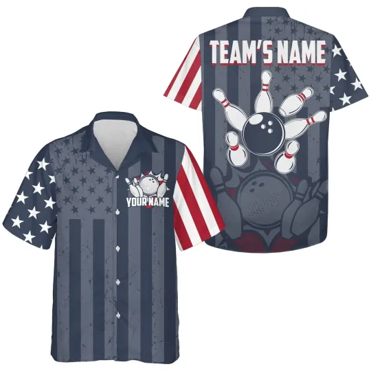 Discover Hawaiian Bowling Shirt For Men Women American Flag Bowling Hawaiian