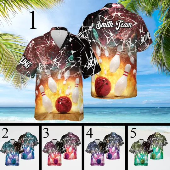 Discover Customized Personalized Cracked Pin Bowling Hawaiian Shirt Bowling Matching Team