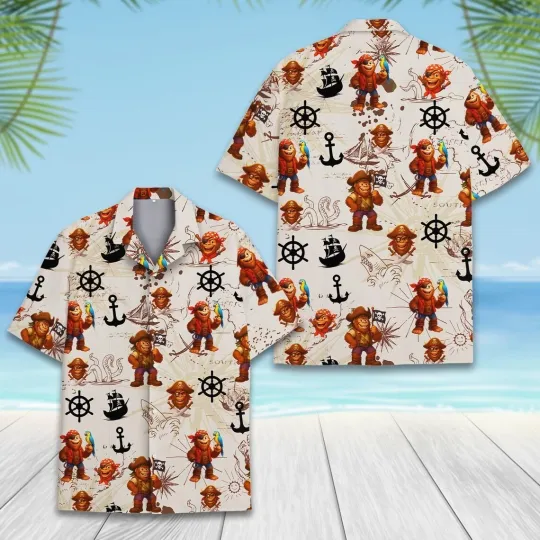 Discover Pirate Bigfoot Hawaiian Button Down Shirt