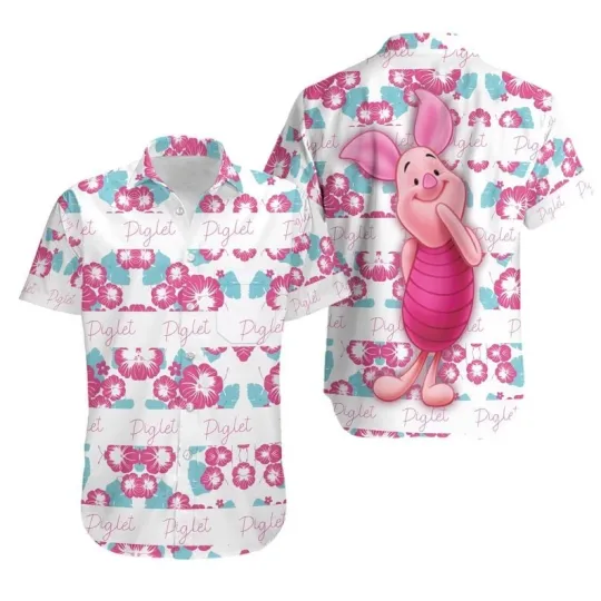 Discover Piglet Winnie The Pooh Hawaiian Button Down Shirt