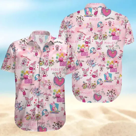 Discover Piglet Hawaiian Button Down Shirt