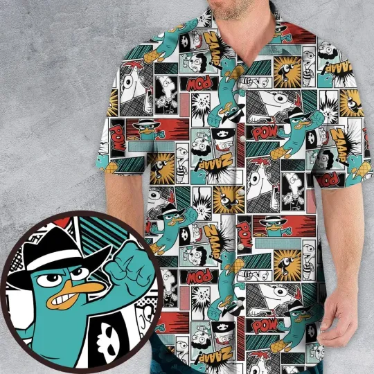 Phineas and Ferb Hawaiian Button Down Shirt