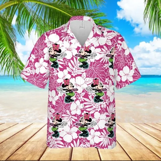 Discover Minnie Mouse Hawaiian Button Down Shirt