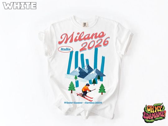 Discover Comfort Colors Milano Cortina 2026 Shirt, Italy Winter Games, Winter Sports Tee, Retro Mountain Skier, Italia Souvenir Gift